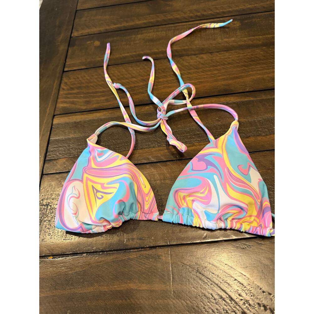 SheIn  Multicolor Fluid Pattern String Bikini Top Size S